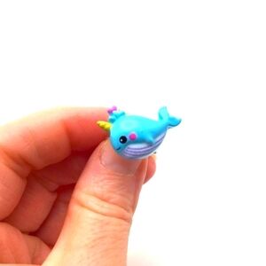 Stackable Y2K Narwhal Ring Silver Tone